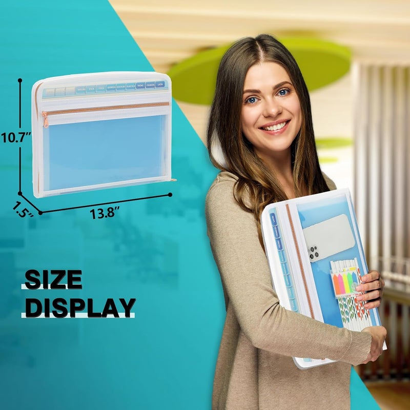 H4D 13 Pocket Expanding File Folder Organizer, Blue, 8.5-x-11-inch - Image 2